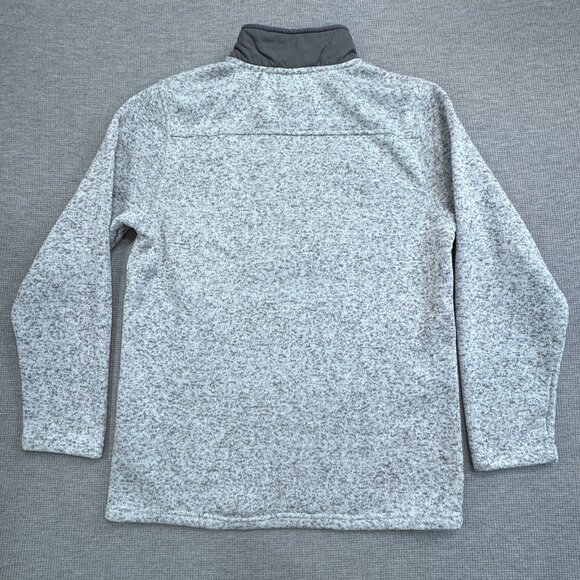 Old River Mens Size L Gray Speckled Quarter Zip Fleece Pullover Sweater Pocket - Picture 2 of 13